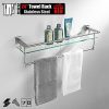 JQK Bathroom Glass Shelf, Stainless Steel Large Towel Rack