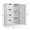 Yaheetech Wooden Bathroom Floor Cabinet, Side Storage Organizer Cabinet