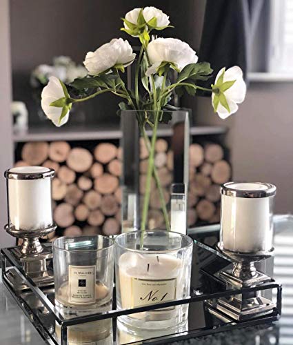 Le'raze Elegant Mirrored Tray with Chrome Rails – Perfect Vanity Mirror Tray for Glamorous Home Decor