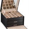 Glenor Co Earring Organizer Holder - 50 Small & 4 Large Slots Classic Jewelry Box