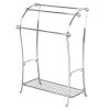 iDesign Stainless Steel Freestanding Towel Rack with Shelf – Stylish Bathroom & Laundry Storage Solution
