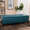 Christopher Knight Home Living Skyler Teal Leather Storage Ottoman
