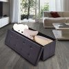 Giantex 45" Folding Storage Ottoman Bench Tufted Faux Leather Coffee