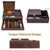 Admiral Big Dresser Valet Box & Mens Jewelry Box Organizer with Large Smartphone Charging Station (Dark Brown)