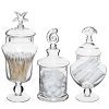 MyGift Set of 3 Seashell Handle Clear Glass Apothecary Jars/Food Storage