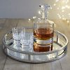 Le'raze Mirrored Vanity Tray, Decorative Round Tray with Chrome Rails for Display