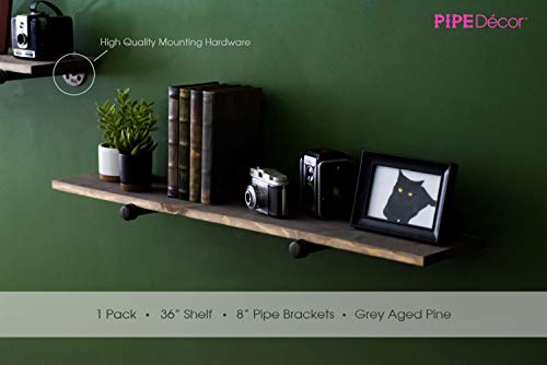 Rustic Industrial Pipe Brackets Floating Shelf by Pipe Decor