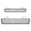 MyGift Country Rustic Wall-Mounted Openwork Black Metal Mesh Storage