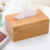 Ashjkk Natural Bamboo Square Box Cover Tissue Holder Finish Boutique Container