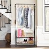Heavy Duty 2-Tier Entryway Coat Rack and Shoe Bench - Industrial Style Storage Stand for Home and Office, Max 66.1lbs Capacity, Black