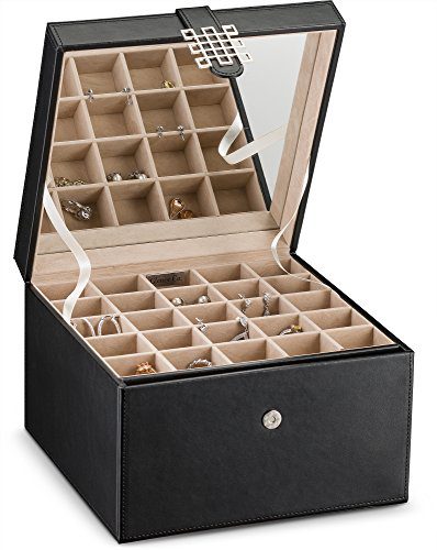Glenor Co Earring Organizer Holder - 50 Small & 4 Large Slots Classic Jewelry Box