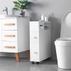 SSLine Slim Bathroom Floor Cabinet Wood Bathroom Storage Organizer