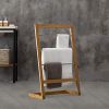 MyGift Natural Bamboo Wood Freestanding 3-Rung Towel Rack