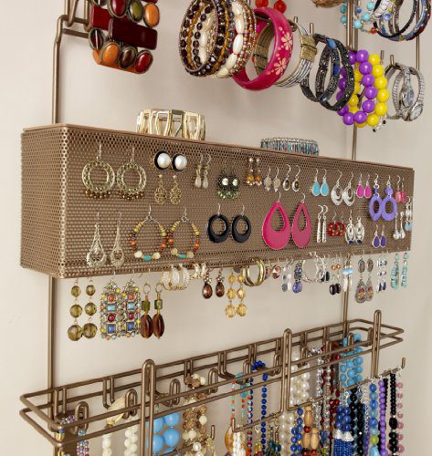 Longstem Overdoor Wall Jewelry Organizer in Bronze