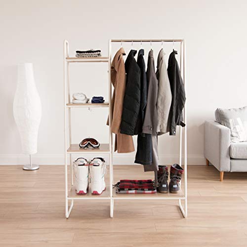 IRIS Metal Garment Rack with Wood Shelves