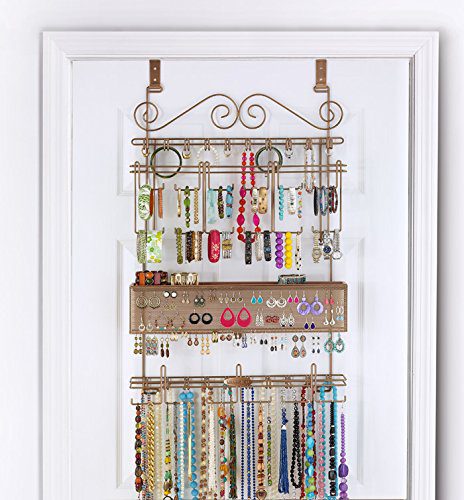 Longstem Overdoor Wall Jewelry Organizer in Bronze