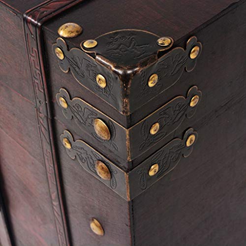 BLUECC Vintage Wood Treasure Chest Storage Trunk Brown