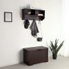 VASAGLE Wooden Entryway Hanging Shelf and 4 Dual Coat Hooks