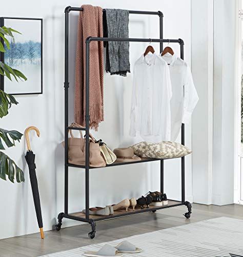 Homissue 72 Inch Industrial Pipe Double Rail Hall Tree