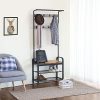 VASAGLE Industrial Coat Rack Shoe Bench, Hall Tree Entryway Storage Shelf