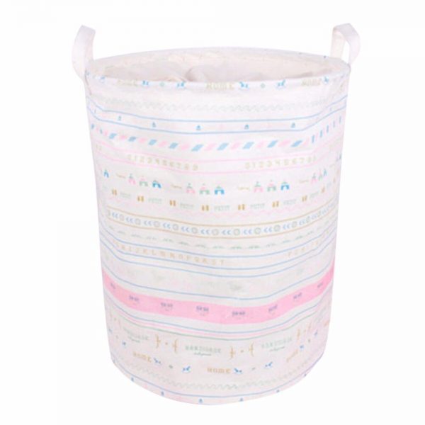 Cotton Linen Fabric Foldable Cartoon Bathroom Dirty Clothes Large Laundry Storage Buckets Bags Kids Toy Storage Basket