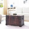 BLUECC Vintage Wood Treasure Chest Storage Trunk Brown