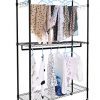 Heavy Duty Garment Rack with 3 Shelves - Wire Shelving Clothes Shelf, Double Rod Closet with Wheels and Hooks