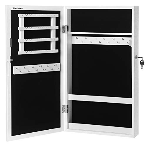 SONGMICS Lockable Jewelry Cabinet Armoire with Mirror