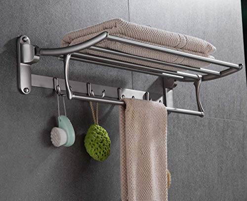 ELLO&ALLO Towel Racks for Bathroom Shelf with Foldable Towel Bar