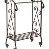 Kings Brand Coffee Brown Metal Free Standing Towel Rack Stand with Shelf - Stylish Bathroom Storage