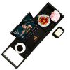 Auramor Bamboo Bathtub Tray Caddy w/Hair Turban (Black) Wide