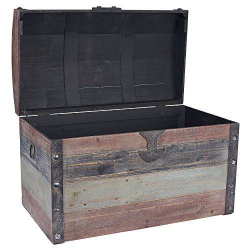 Household Essentials Stripped Weathered Wooden Storage Trunk