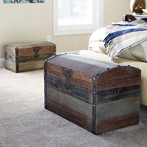 Household Essentials Stripped Weathered Wooden Storage Trunk