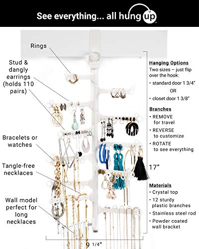 All Hung Up 12-Tier Extra Capacity Over The Door OR Wall Mounted Jewelry