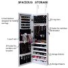 Wall/Door Mounted Jewelry Armoire - White Jewelry Cabinet with Adjustable Height, LED Lights, and Full-Length Mirror - Organize Your Accessories Stylishly! 💍✨