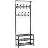 Hall Tree Metal Entryway 18 Hooks Coat Rack with 3-Tier Shoe Rack Bench | Stylish and Sturdy Clothes and Shoe Organizer