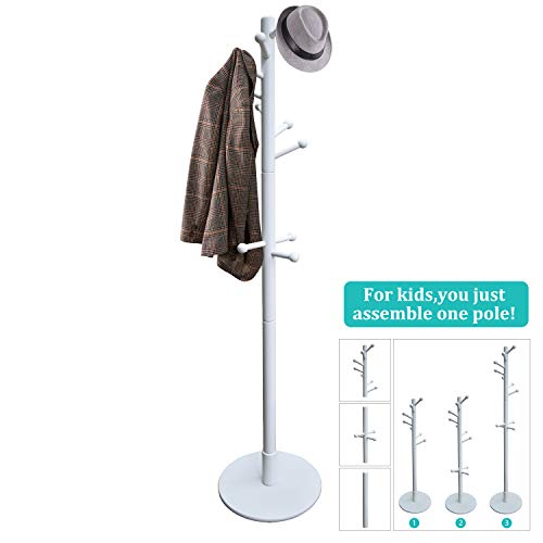 Vlush Sturdy Wooden Coat Rack Stand, Entryway Hall Tree Coat Tree