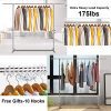 Reliancer Stainless Steel Clothes Drying Rack - Heavy Duty Commercial Grade Garment Rack, Extendable 47-77inch, Adjustable Height, Rolling Rack with Casters and Hooks