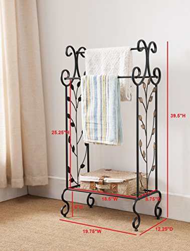 Kings Brand Furniture Black Metal with Gold Leaf Free Towel