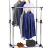 Finnhomy Double Rails Adjustable Free Standing Rolling Garment Rack