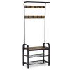 VASAGLE Industrial Coat Rack Shoe Bench, Hall Tree Entryway Storage Shelf