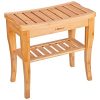 Ollieroo Bamboo Shower Bench Seat Wooden Spa Bench Stool