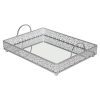 Giovanni Silver Mirror Top Serving Tray, Rectangular Metal Ornate Antique