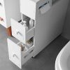 SSLine Slim Bathroom Floor Cabinet Wood Bathroom Storage Organizer
