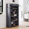 SONGMICS 10 Tiers Shoe Rack with Dustproof Cover Closet Shoe Storage