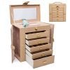 HEZALA Large Jewelry Organizer - 6 Layer - Protoplasm PU Leather Jewelry Box
