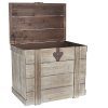Household Essentials White Washed Rustic Decorative Wooden Trunk