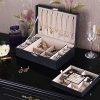 BEWISHOME Jewelry Box Organizer with 4 Watch Case Removable Tray Jewelry