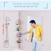 BAOYOUNI 4 Tier Bathroom Corner Shower Caddy Pole