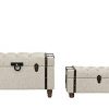Sofamania 2-Piece Classic Tufted Linen Fabric Storage Chests